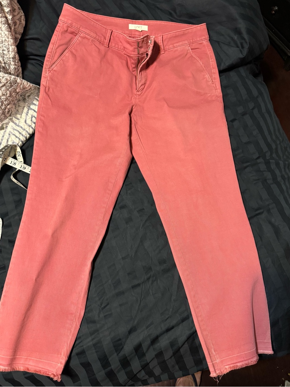 LOFT Coral Pink Cropped Straight Jeans